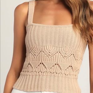 Lulus Cream Pointelle Knit Tank Top